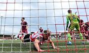 13 June 2025; Gavin Whyte of Derry City after a missed goal chance during the SSE Airtricity Men's Premier Division match between Derry City and Galway United at The Ryan McBride Brandywell Stadium in Derry. Photo by Ramsey Cardy/Sportsfile