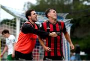 13 June 2025; Dayle Rooney of Bohemians, right, celebrates after scoring his side's second goal during the SSE Airtricity Men's Premier Division match between Cork City and Bohemians at Turner's Cross in Cork. Photo by Michael P Ryan/Sportsfile