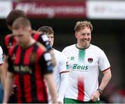 13 June 2025; Comedian Andrew Ryan walks out with the team before the SSE Airtricity Men's Premier Division match between Cork City and Bohemians at Turner's Cross in Cork. Photo by Michael P Ryan/Sportsfile