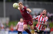 13 June 2025; Conor McCormack of Galway United in action against Carl Winchester of Derry City during the SSE Airtricity Men's Premier Division match between Derry City and Galway United at The Ryan McBride Brandywell Stadium in Derry. Photo by Ramsey Cardy/Sportsfile