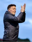 13 June 2025; Athlone Town manager Ian Ryan applauds their supporters after the SSE Airtricity Men's First Division match between Athlone Town and Kerry at Athlone Town Stadium in Westmeath. Photo by Thomas Flinkow/Sportsfile