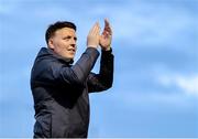 13 June 2025; Athlone Town manager Ian Ryan applauds their supporters after the SSE Airtricity Men's First Division match between Athlone Town and Kerry at Athlone Town Stadium in Westmeath. Photo by Thomas Flinkow/Sportsfile