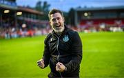 13 June 2025; Shamrock Rovers manager Stephen Bradley celebrates after the SSE Airtricity Men's Premier Division match between Shelbourne and Shamrock Rovers at Tolka Park in Dublin. Photo by Stephen McCarthy/Sportsfile