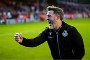 13 June 2025; Shamrock Rovers manager Stephen Bradley celebrates after the SSE Airtricity Men's Premier Division match between Shelbourne and Shamrock Rovers at Tolka Park in Dublin. Photo by Stephen McCarthy/Sportsfile