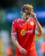 13 June 2025; Harry Wood of Shelbourne dejected after his side's defeat in the SSE Airtricity Men's Premier Division match between Shelbourne and Shamrock Rovers at Tolka Park in Dublin. Photo by Sam Barnes/Sportsfile