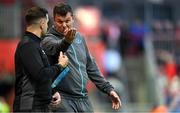 13 June 2025; Drogheda United manager Kevin Doherty, right, remonstrates with fourth official Glen Geraghty during the SSE Airtricity Men's Premier Division match between St Patrick's Athletic and Drogheda United at Richmond Park in Dublin. Photo by Shauna Clinton/Sportsfile