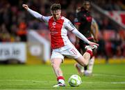 13 June 2025; Jay McClelland of St Patrick's Athletic has a shot on goal during the SSE Airtricity Men's Premier Division match between St Patrick's Athletic and Drogheda United at Richmond Park in Dublin. Photo by Shauna Clinton/Sportsfile
