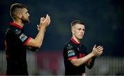13 June 2025; Warren Davis of Drogheda United, right, and team-mate Conor Keeley acknowledge supporters after the SSE Airtricity Men's Premier Division match between St Patrick's Athletic and Drogheda United at Richmond Park in Dublin. Photo by Shauna Clinton/Sportsfile