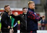 13 June 2025; Shamrock Rovers manager Stephen Bradley reacts during the SSE Airtricity Men's Premier Division match between Shelbourne and Shamrock Rovers at Tolka Park in Dublin. Photo by Sam Barnes/Sportsfile
