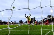 13 June 2025; Shelbourne goalkeeper Conor Kearns fails to save the shot of Josh Honohan of Shamrock Rovers during the SSE Airtricity Men's Premier Division match between Shelbourne and Shamrock Rovers at Tolka Park in Dublin. Photo by Sam Barnes/Sportsfile