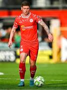 13 June 2025; Kameron Ledwidge of Shelbourne during the SSE Airtricity Men's Premier Division match between Shelbourne and Shamrock Rovers at Tolka Park in Dublin. Photo by Sam Barnes/Sportsfile