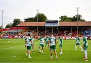 13 June 2025; Shamrock Rovers players warm up before the SSE Airtricity Men's Premier Division match between Shelbourne and Shamrock Rovers at Tolka Park in Dublin. Photo by Sam Barnes/Sportsfile