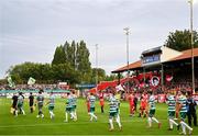 13 June 2025; A general view as the teams make their way on to the pitch before the SSE Airtricity Men's Premier Division match between Shelbourne and Shamrock Rovers at Tolka Park in Dublin. Photo by Sam Barnes/Sportsfile