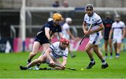 14 June 2025; Fiachra C Fennell of Laois in action against Andrew Ormond of Tipperary during the GAA Hurling All-Ireland Senior Championship Round 1 match between Laois and Tipperary at Laois Hire O'Moore in Portlaoise, Laois. Photo by Daire Brennan/Sportsfile