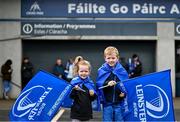 14 June 2025; Leinster supporters Molly, aged three, and Daniel Grace, aged five, from Wexford, before the United Rugby Championship Grand Final match between Leinster and Vodacom Bulls at Croke Park in Dublin. Photo by David Fitzgerald/Sportsfile
