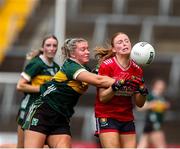 14 June 2025; Katie Horgan of Cork in action against Niamh Ni Chonchúir of Kerry during the TG4 All-Ireland Ladies Football Senior Championship Round 2 match between Cork and Kerry at Supervalu Páirc Uí Chaoimh in Cork. Photo by Michael P Ryan/Sportsfile