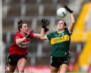 14 June 2025; Aoife Dillane of Kerry in action against Shauna Kelly of Cork during the TG4 All-Ireland Ladies Football Senior Championship Round 2 match between Cork and Kerry at Supervalu Páirc Uí Chaoimh in Cork. Photo by Michael P Ryan/Sportsfile