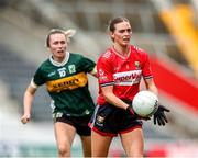 14 June 2025; Shauna Cronin of Cork in action against Niamh Carmody of Kerry during the TG4 All-Ireland Ladies Football Senior Championship Round 2 match between Cork and Kerry at Supervalu Páirc Uí Chaoimh in Cork. Photo by Michael P Ryan/Sportsfile