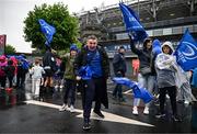 14 June 2025; Leinster supporter AJ Meegan, aged 11, from Dundalk in Louth, before the United Rugby Championship Grand Final match between Leinster and Vodacom Bulls at Croke Park in Dublin. Photo by David Fitzgerald/Sportsfile