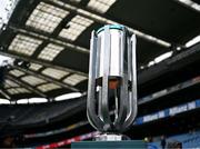 14 June 2025; A general view of the trophy before the United Rugby Championship Grand Final match between Leinster and Vodacom Bulls at Croke Park in Dublin. Photo by Brendan Moran/Sportsfile