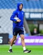 14 June 2025; Sam Prendergast of Leinster walks the pitch before the United Rugby Championship Grand Final match between Leinster and Vodacom Bulls at Croke Park in Dublin. Photo by Brendan Moran/Sportsfile