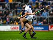 14 June 2025; Lee Cleere of Laois in action against John McGrath of Tipperary during the GAA Hurling All-Ireland Senior Championship Round 1 match between Laois and Tipperary at Laois Hire O'Moore in Portlaoise, Laois. Photo by Daire Brennan/Sportsfile