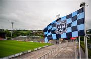 14 June 2025; The Dublin flag before the GAA Football All-Ireland Senior Championship Round 3 match between Dublin and Derry at Páirc Esler in Newry, Down. Photo by Ramsey Cardy/Sportsfile