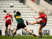 14 June 2025; Katie Quirke of Cork kicks a point during the TG4 All-Ireland Ladies Football Senior Championship Round 2 match between Cork and Kerry at Supervalu Páirc Uí Chaoimh in Cork. Photo by Michael P Ryan/Sportsfile
