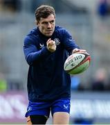14 June 2025; Luke McGrath of Leinster warms up before the United Rugby Championship Grand Final match between Leinster and Vodacom Bulls at Croke Park in Dublin. Photo by Brendan Moran/Sportsfile