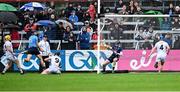 14 June 2025; Ronan Hayes of Dublin scores his side's first goal during the GAA Hurling All-Ireland Senior Championship Round 1 match between Kildare and Dublin at Cedral St Conleth's Park in Newbridge, Kildare. Photo by Piaras Ó Mídheach/Sportsfile