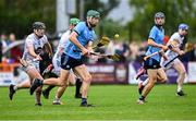 14 June 2025; Chris Crummey of Dublin gets away from Cathal McCabe of Kildare during the GAA Hurling All-Ireland Senior Championship Round 1 match between Kildare and Dublin at Cedral St Conleth's Park in Newbridge, Kildare. Photo by Piaras Ó Mídheach/Sportsfile