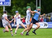 14 June 2025; Paddy Doyle of Dublin in action against Jack Sheridan of Kildare during the GAA Hurling All-Ireland Senior Championship Round 1 match between Kildare and Dublin at Cedral St Conleth's Park in Newbridge, Kildare. Photo by Piaras Ó Mídheach/Sportsfile
