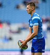 14 June 2025; Sam Prendergast of Leinster warms up before the United Rugby Championship Grand Final match between Leinster and Vodacom Bulls at Croke Park in Dublin. Photo by Brendan Moran/Sportsfile