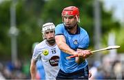 14 June 2025; Paddy Smyth of Dublin in action against Darragh Melville of Kildare during the GAA Hurling All-Ireland Senior Championship Round 1 match between Kildare and Dublin at Cedral St Conleth's Park in Newbridge, Kildare. Photo by Piaras Ó Mídheach/Sportsfile