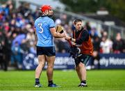 14 June 2025; Dublin maor camán Paul Dermody uses a towel to dry the hurl of Paddy Smyth of Dublin during the GAA Hurling All-Ireland Senior Championship Round 1 match between Kildare and Dublin at Cedral St Conleth's Park in Newbridge, Kildare. Photo by Piaras Ó Mídheach/Sportsfile
