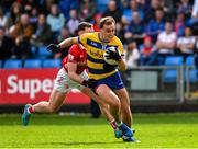 14 June 2025; Enda Smith of Roscommon in action against Maurice Shanley of Cork during the GAA Football All-Ireland Senior Championship Round 3 match between Roscommon and Cork at Laois Hire O'Moore Park in Portlaoise, Laois. Photo by Daire Brennan/Sportsfile