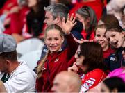14 June 2025; A Cork Supporter during the TG4 All-Ireland Ladies Football Senior Championship Round 2 match between Cork and Kerry at Supervalu Páirc Uí Chaoimh in Cork. Photo by Michael P Ryan/Sportsfile