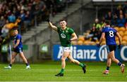 14 June 2025; Jordan Morris of Meath celebrates after scoring a point during the GAA Football All-Ireland Senior Championship Round 3 match between Kerry and Meath at Glenisk O'Connor Park in Tullamore, Offaly. Photo by Tom Beary/Sportsfile