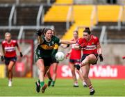 14 June 2025; Shauna Kelly of Cork in action against Mary O'Connell of Kerry during the TG4 All-Ireland Ladies Football Senior Championship Round 2 match between Cork and Kerry at Supervalu Páirc Uí Chaoimh in Cork. Photo by Michael P Ryan/Sportsfile