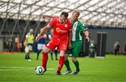14 June 2025; Anto Hyde of Shelbourne in action against Paul Massey of Bray Wanderers during the League of Ireland Walking Football Festival at the National Indoor Arena on the Sport Ireland Campus in Dublin. Photo by Stephen McCarthy/Sportsfile