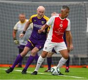 14 June 2025; Steve Prout of St Patrick's Athletic in action against Sean Curran of Wexford during the League of Ireland Walking Football Festival at the National Indoor Arena on the Sport Ireland Campus in Dublin. Photo by Stephen McCarthy/Sportsfile