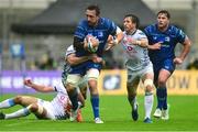 14 June 2025; Jack Conan of Leinster is tackled by Sebastian de Klerk of Vodacom Bulls during the United Rugby Championship Grand Final match between Leinster and Vodacom Bulls at Croke Park in Dublin. Photo by Brendan Moran/Sportsfile