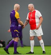 14 June 2025; John Kenny of St Patrick's Athletic and Sean Curran of Wexford during the League of Ireland Walking Football Festival at the National Indoor Arena on the Sport Ireland Campus in Dublin. Photo by Stephen McCarthy/Sportsfile