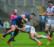 14 June 2025; Dan Sheehan of Leinster is tackled by Marco van Staden of Vodacom Bulls during the United Rugby Championship Grand Final match between Leinster and Vodacom Bulls at Croke Park in Dublin. Photo by Brendan Moran/Sportsfile