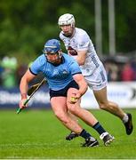 14 June 2025; John Hetherton of Dublin in action against Richy Hogan of Kildare during the GAA Hurling All-Ireland Senior Championship Round 1 match between Kildare and Dublin at Cedral St Conleth's Park in Newbridge, Kildare. Photo by Piaras Ó Mídheach/Sportsfile