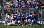 14 June 2025; Thomas Clarkson of Leinster, centre, reacts during the United Rugby Championship Grand Final match between Leinster and Vodacom Bulls at Croke Park in Dublin. Photo by Seb Daly/Sportsfile