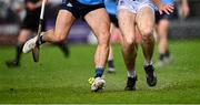 14 June 2025; Riain McBride of Dublin in action against Richy Hogan of Kildare  during the GAA Hurling All-Ireland Senior Championship Round 1 match between Kildare and Dublin at Cedral St Conleth's Park in Newbridge, Kildare. Photo by Piaras Ó Mídheach/Sportsfile