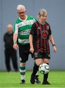 14 June 2025; Linda Gorman of Bohemians in action against Shamrock Rovers during the League of Ireland Walking Football Festival at the National Indoor Arena on the Sport Ireland Campus in Dublin. Photo by Stephen McCarthy/Sportsfile