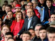 14 June 2025; An Taoiseach Míchéal Martin TD, along with his wife Mary watch on during the GAA Football All-Ireland Senior Championship Round 3 match between Roscommon and Cork at Laois Hire O'Moore Park in Portlaoise, Laois. Photo by Daire Brennan/Sportsfile
