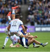 14 June 2025; Jimmy O'Brien of Leinster in action against Harold Vorster of Vodacom Bulls during the United Rugby Championship Grand Final match between Leinster and Vodacom Bulls at Croke Park in Dublin. Photo by David Fitzgerald/Sportsfile
